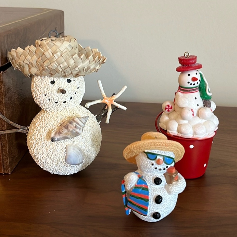 Set of 3 snowmen ornaments